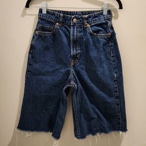 H&M Dark Blue Women's Knee Length Denim Shorts